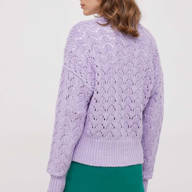 United Colors of Benetton cardigan din amestec de lana culoarea violet preţ