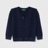 United Colors of Benetton cardigan din bumbac pentru copii culoarea albastru marin