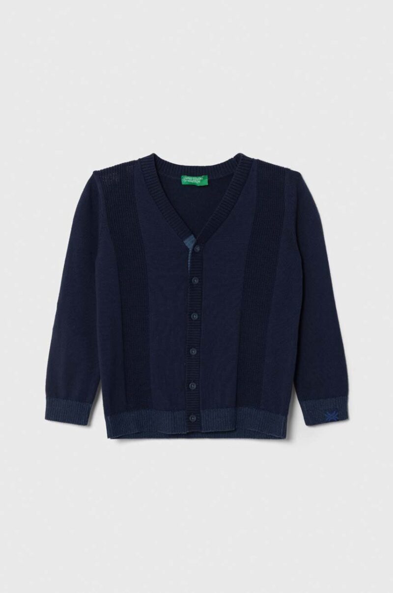 United Colors of Benetton cardigan din bumbac pentru copii culoarea albastru marin