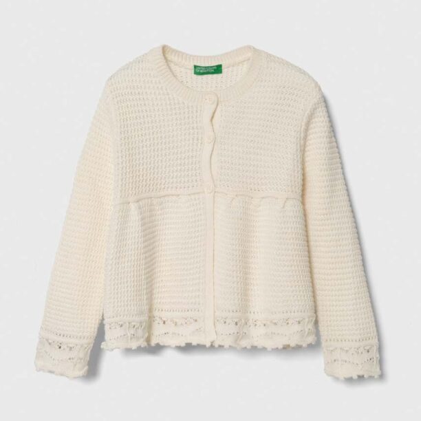 United Colors of Benetton cardigan din bumbac pentru copii culoarea bej