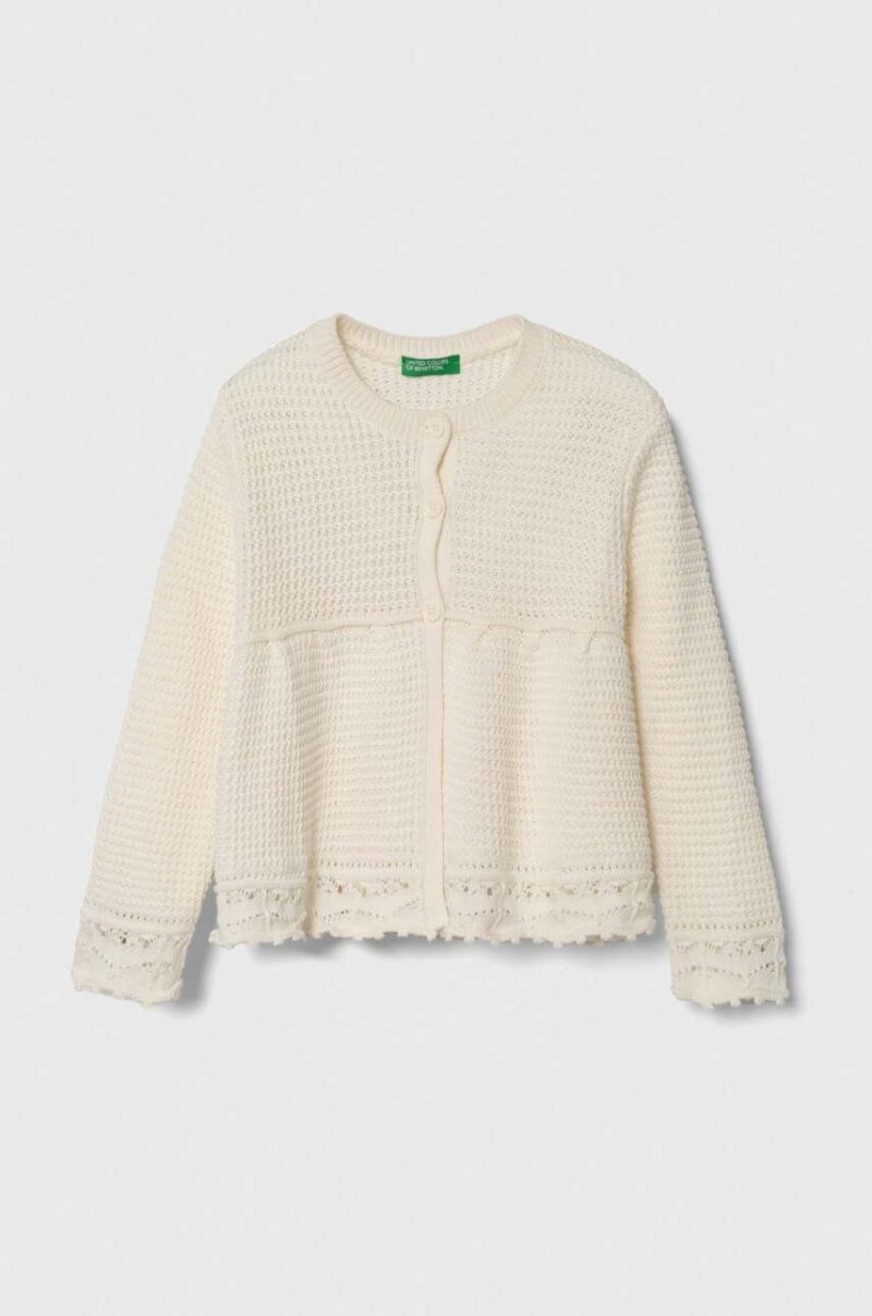 United Colors of Benetton cardigan din bumbac pentru copii culoarea bej