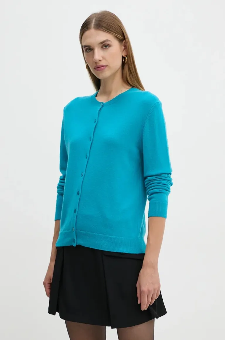 United Colors of Benetton cardigan din lana culoarea turcoaz