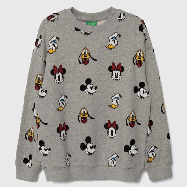 United Colors of Benetton hanorac de bumbac x Disney culoarea gri