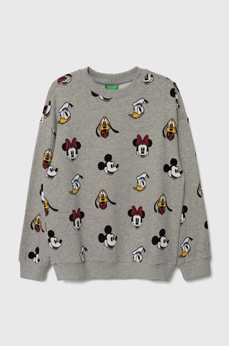 United Colors of Benetton hanorac de bumbac x Disney culoarea gri