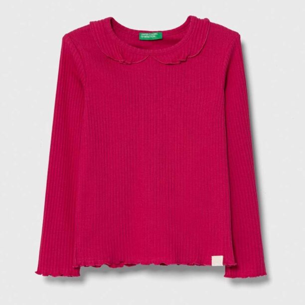 United Colors of Benetton longsleeve copii culoarea roz