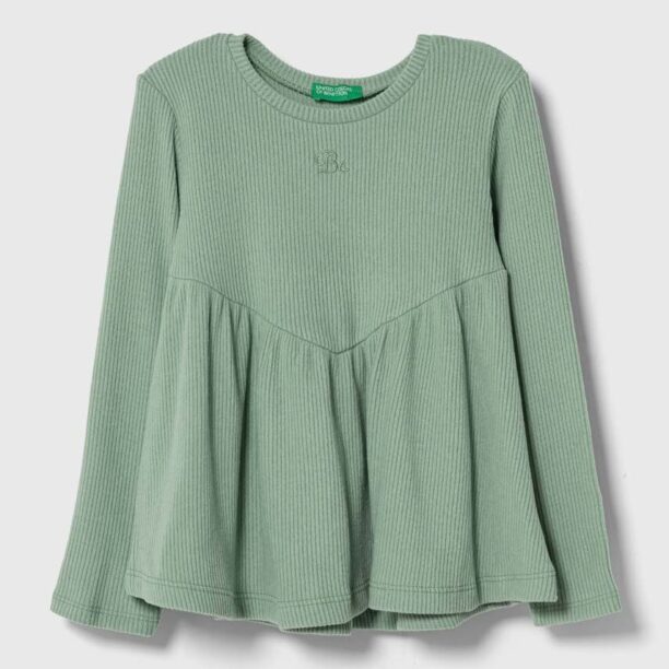 United Colors of Benetton longsleeve copii culoarea verde