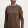 United Colors of Benetton longsleeve din bumbac culoarea maro