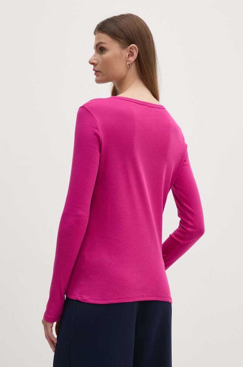 United Colors of Benetton longsleeve din bumbac culoarea roz preţ