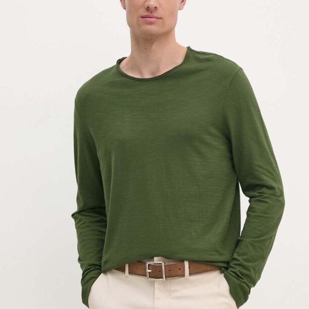 United Colors of Benetton longsleeve din bumbac culoarea verde