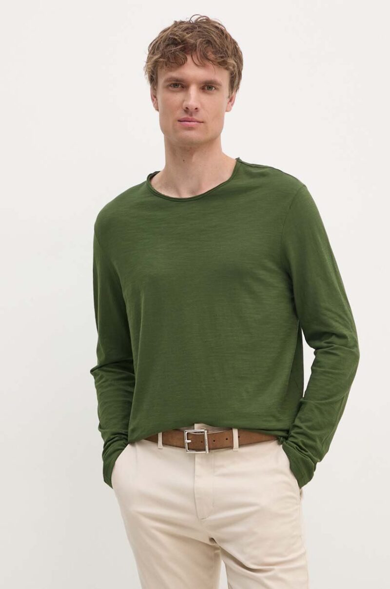 United Colors of Benetton longsleeve din bumbac culoarea verde