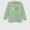 United Colors of Benetton longsleeve din bumbac pentru bebeluși culoarea verde