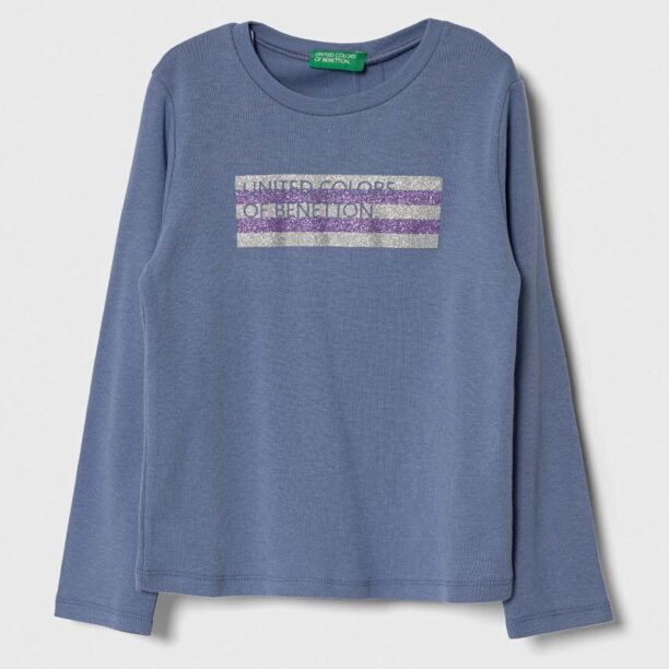 United Colors of Benetton longsleeve din bumbac pentru copii