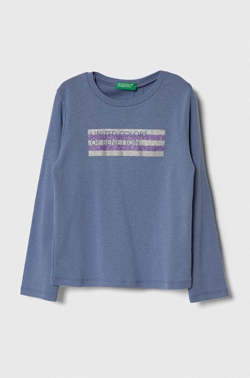 United Colors of Benetton longsleeve din bumbac pentru copii