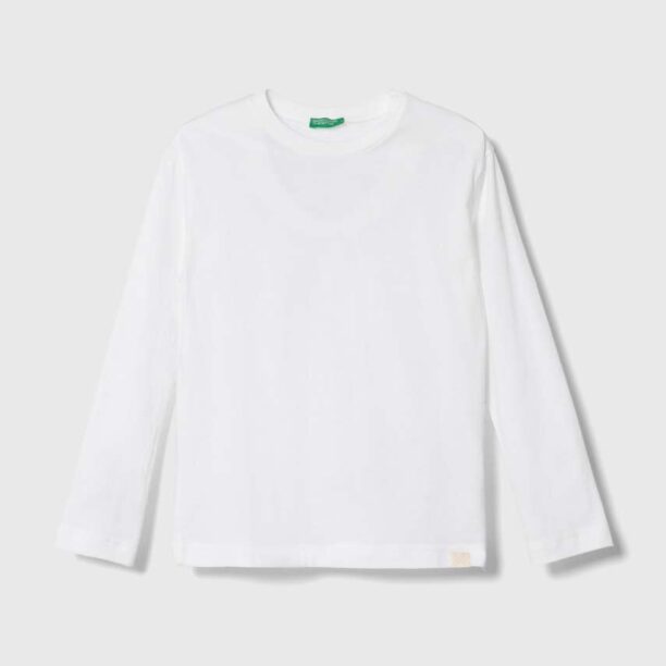 United Colors of Benetton longsleeve din bumbac pentru copii culoarea alb