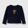 United Colors of Benetton longsleeve din bumbac pentru copii culoarea albastru marin