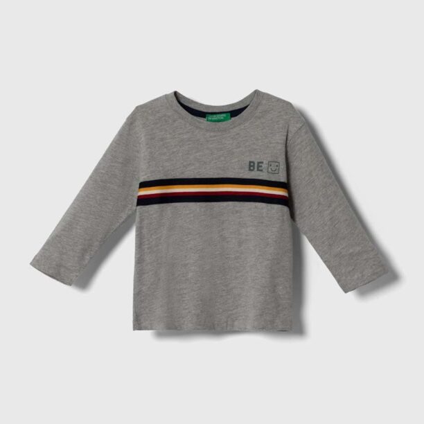 United Colors of Benetton longsleeve din bumbac pentru copii culoarea gri