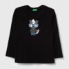 United Colors of Benetton longsleeve din bumbac pentru copii culoarea negru