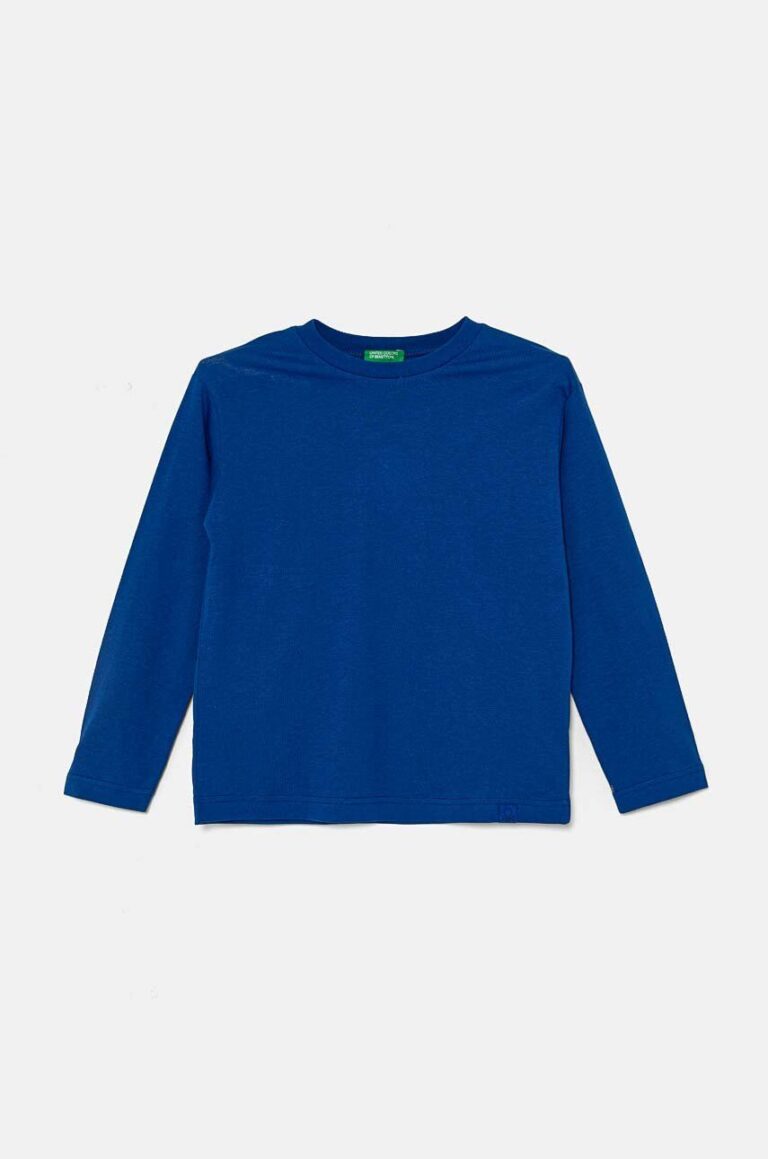 United Colors of Benetton longsleeve din bumbac pentru copii culoarea verde