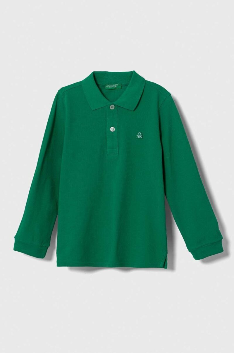 United Colors of Benetton longsleeve din bumbac pentru copii culoarea verde