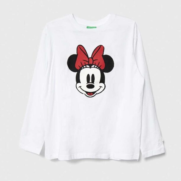 United Colors of Benetton longsleeve din bumbac pentru copii x Disney culoarea alb