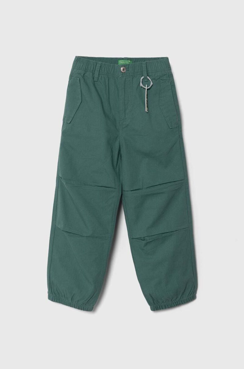 United Colors of Benetton pantaloni de bumbac pentru copii culoarea verde