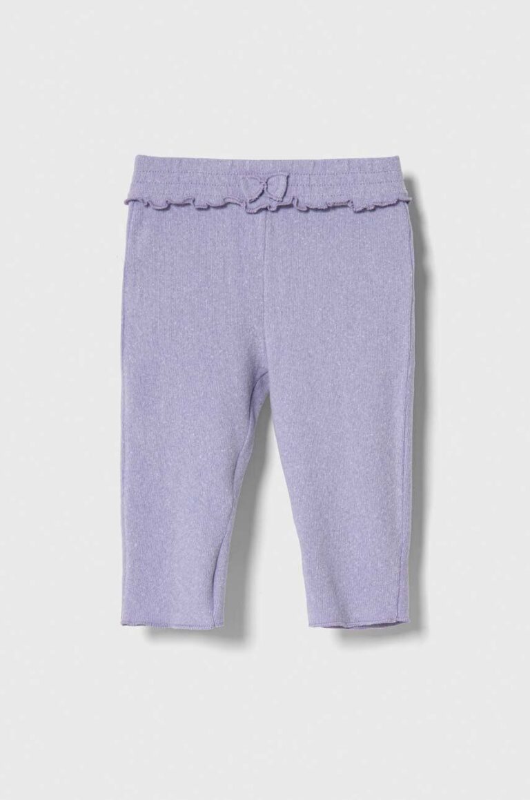 United Colors of Benetton pantaloni de trening pentru bebeluși culoarea violet