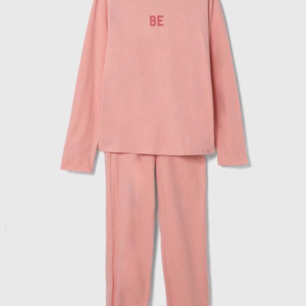 United Colors of Benetton pijama copii culoarea roz