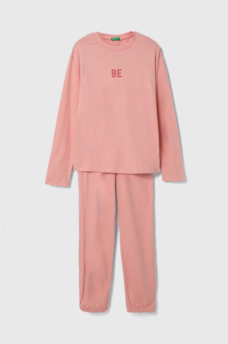 United Colors of Benetton pijama copii culoarea roz