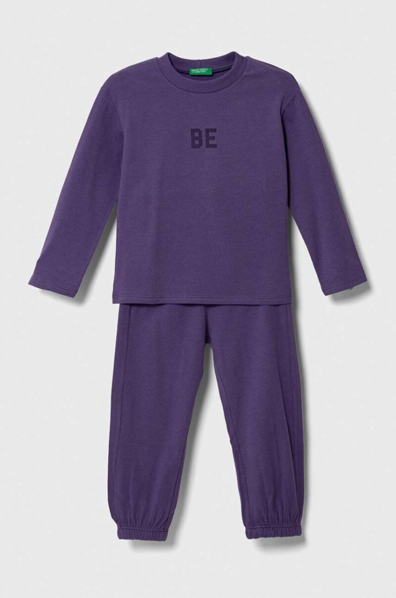 United Colors of Benetton pijama copii culoarea violet