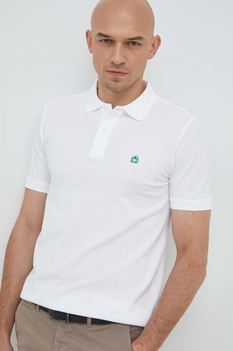 United Colors of Benetton polo de bumbac culoarea alb