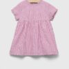 United Colors of Benetton rochie din bumbac pentru copii culoarea violet