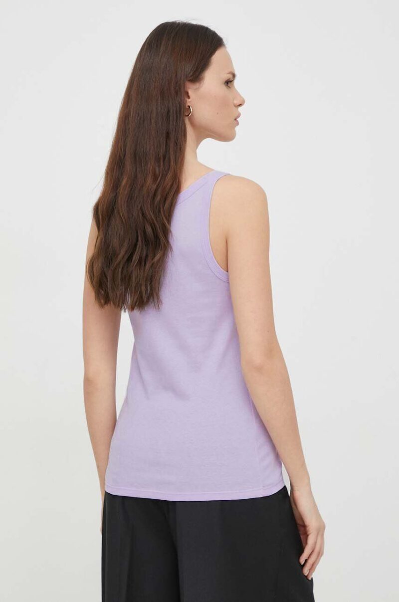 United Colors of Benetton top din bumbac culoarea violet preţ