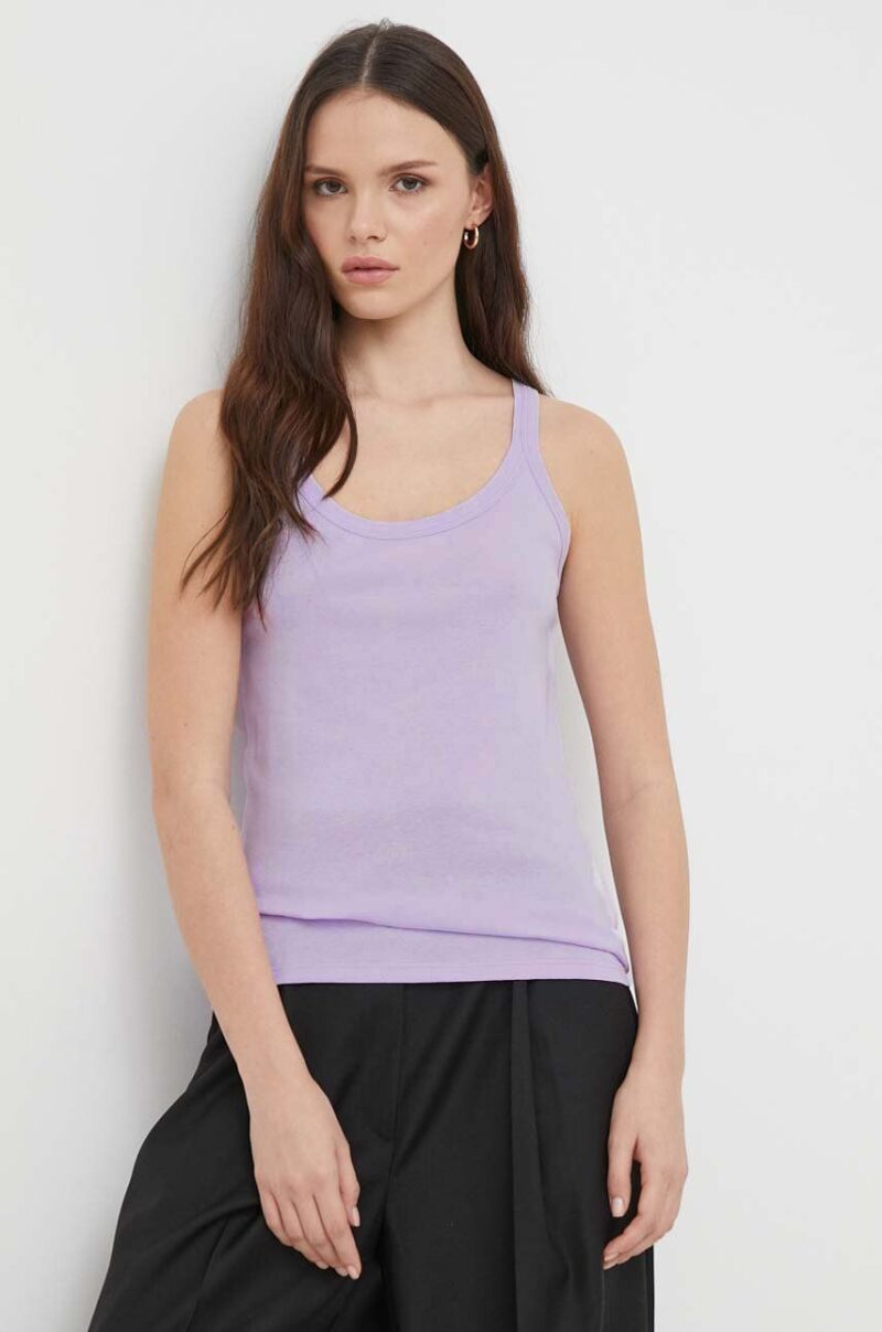 United Colors of Benetton top din bumbac culoarea violet