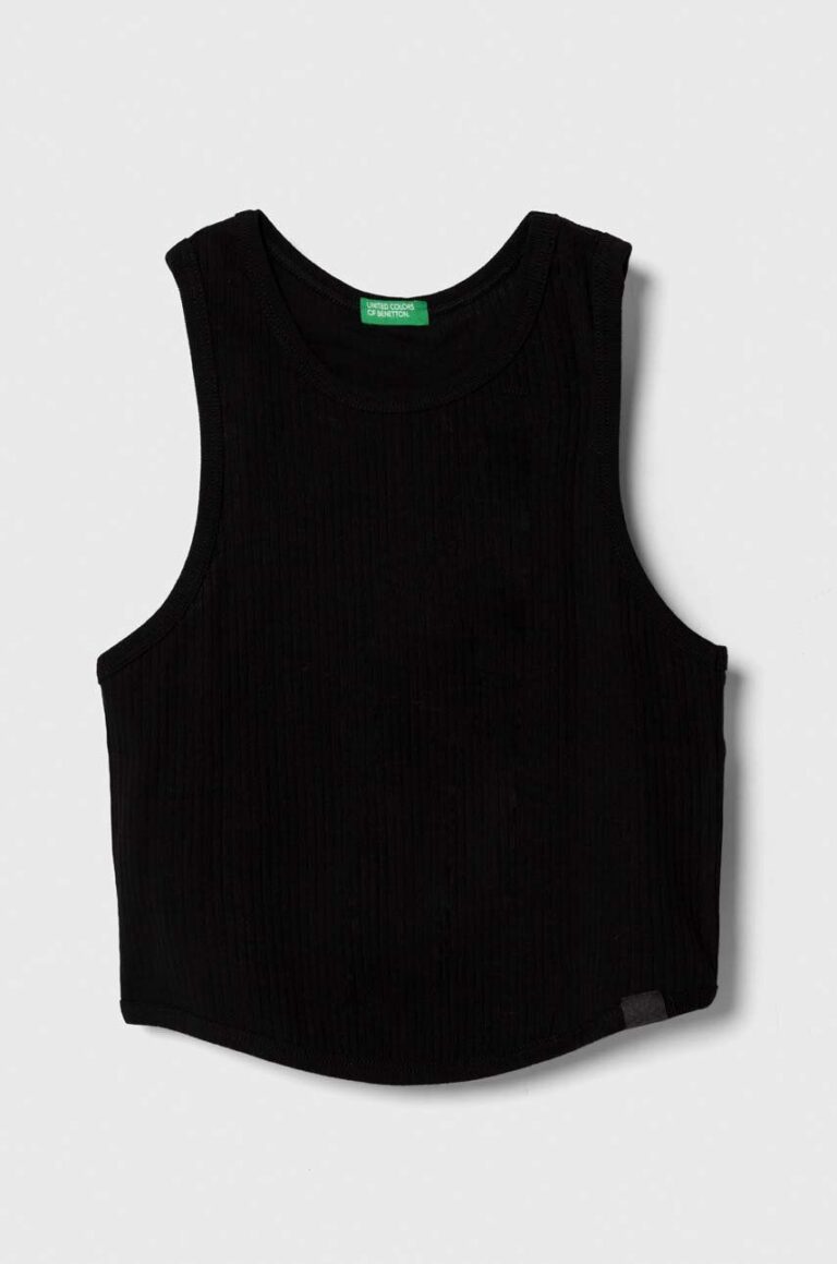 United Colors of Benetton top din bumbac pentru copii culoarea negru