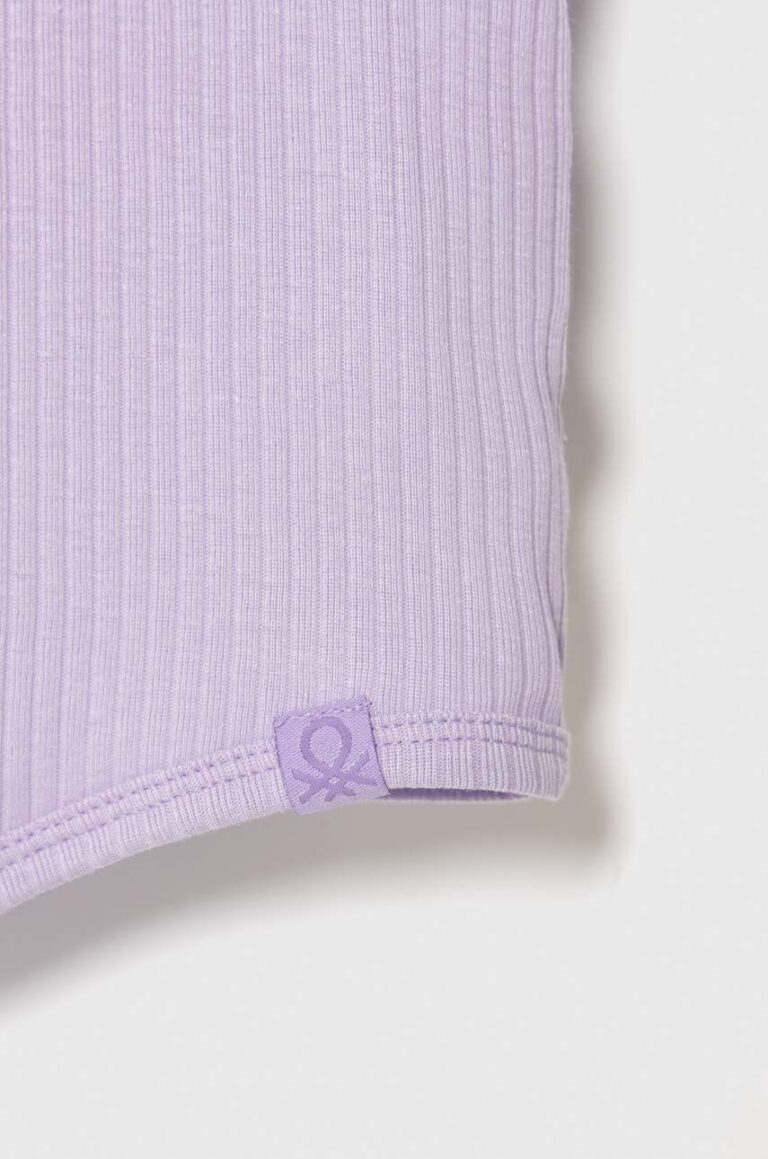 United Colors of Benetton top din bumbac pentru copii culoarea violet preţ