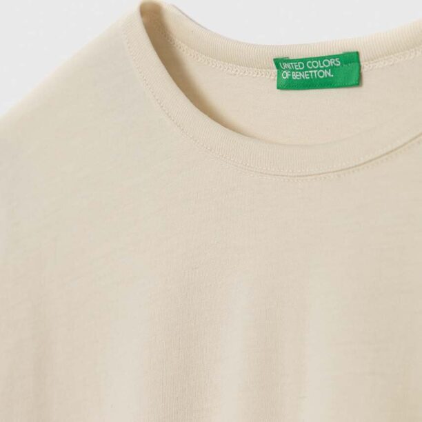 United Colors of Benetton tricou copii culoarea bej preţ