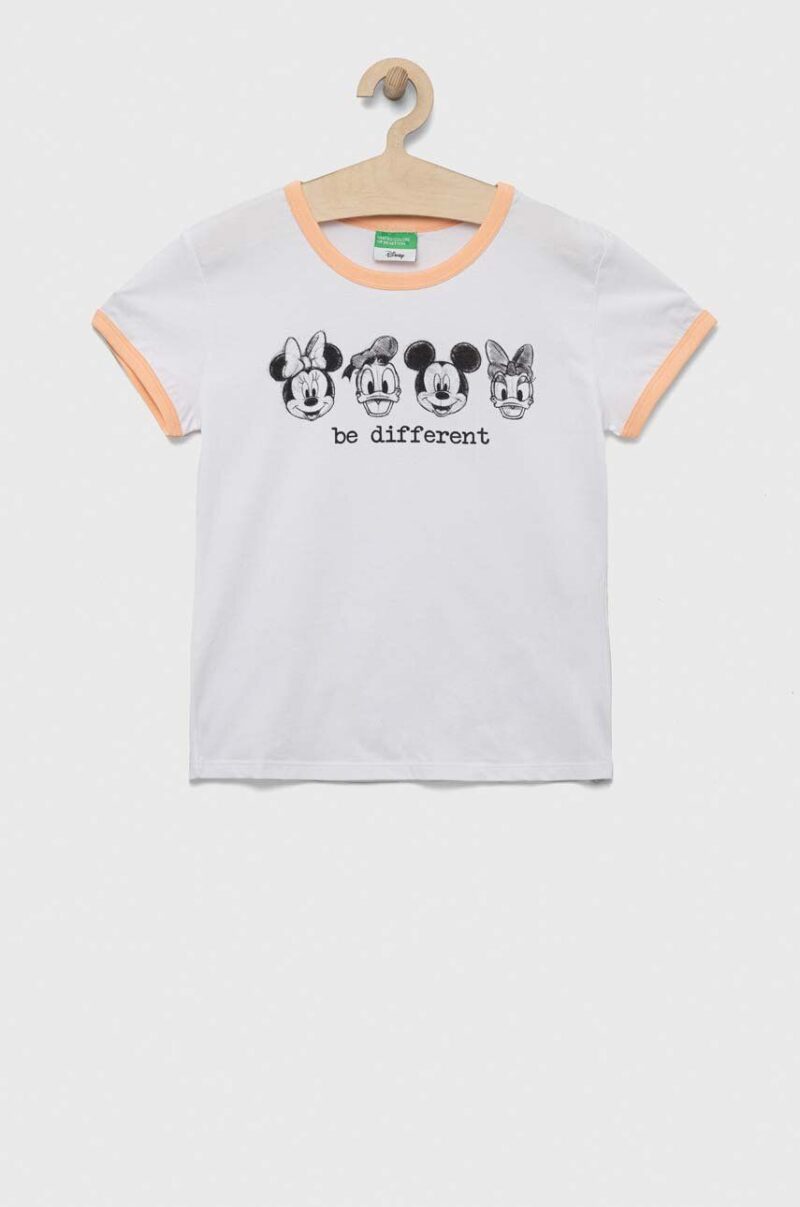 United Colors of Benetton tricou de bumbac pentru copii culoarea alb