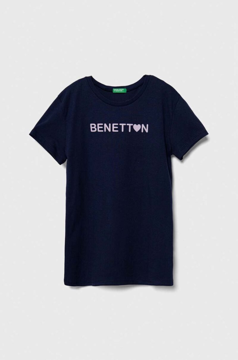 United Colors of Benetton tricou de bumbac pentru copii culoarea albastru marin