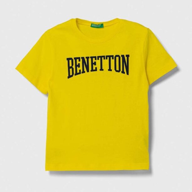 United Colors of Benetton tricou de bumbac pentru copii culoarea galben