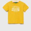 United Colors of Benetton tricou de bumbac pentru copii culoarea galben