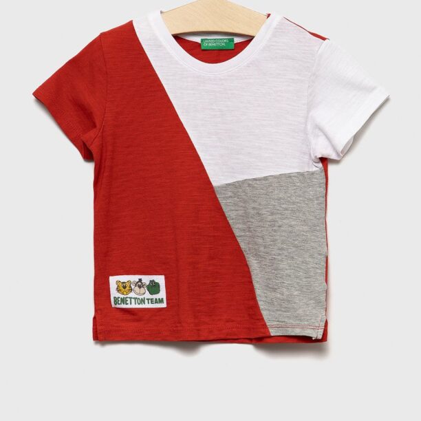 United Colors of Benetton tricou de bumbac pentru copii culoarea rosu