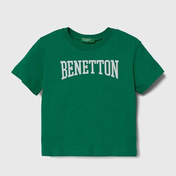 United Colors of Benetton tricou de bumbac pentru copii culoarea verde