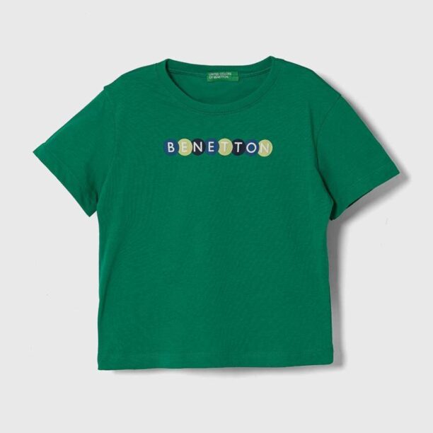 United Colors of Benetton tricou de bumbac pentru copii culoarea verde