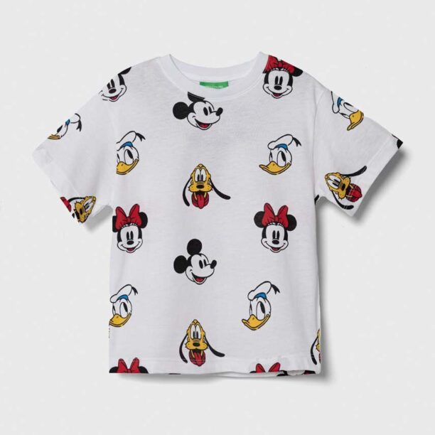 United Colors of Benetton tricou de bumbac pentru copii x Disney culoarea alb