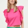 United Colors of Benetton tricou din bumbac culoarea roz