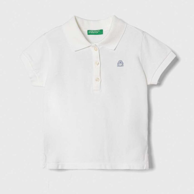 United Colors of Benetton tricou polo copii culoarea alb