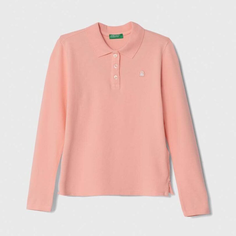 United Colors of Benetton tricou polo copii culoarea roz