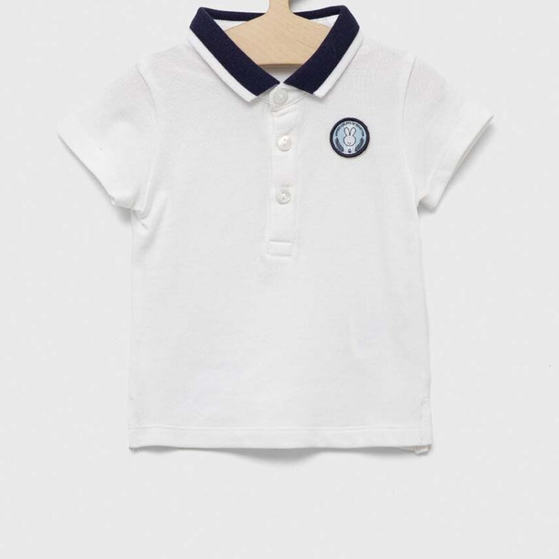United Colors of Benetton tricou polo pentru copii culoarea alb