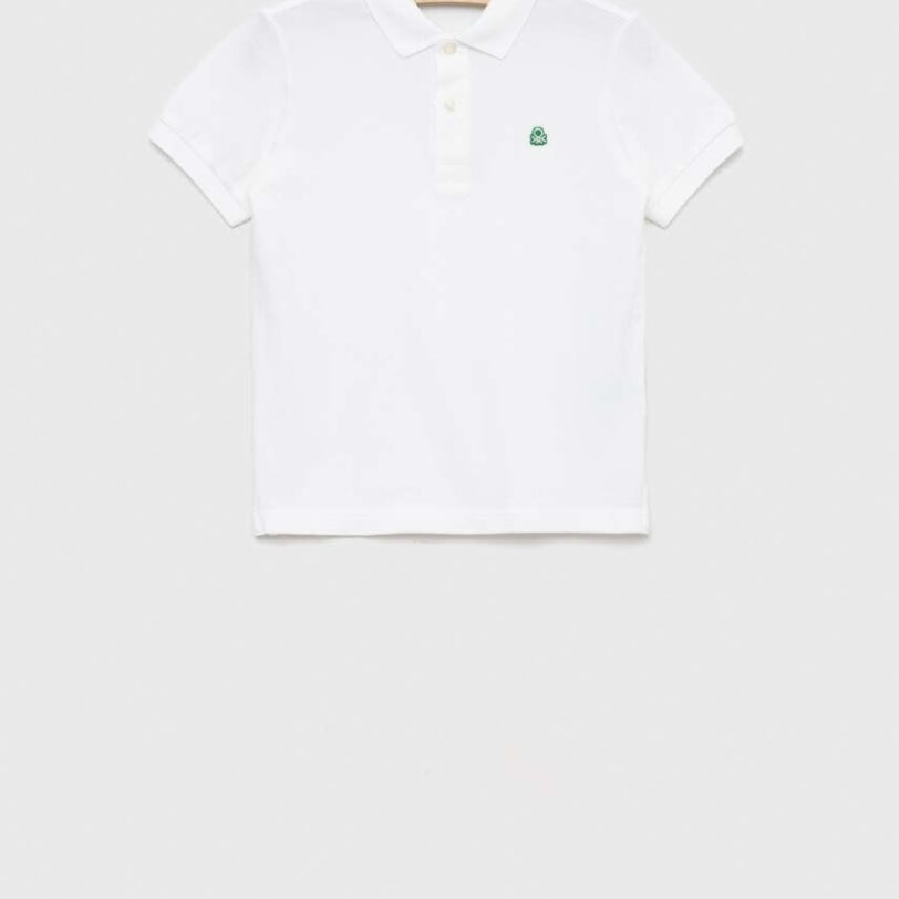 United Colors of Benetton tricouri polo din bumbac pentru copii culoarea alb