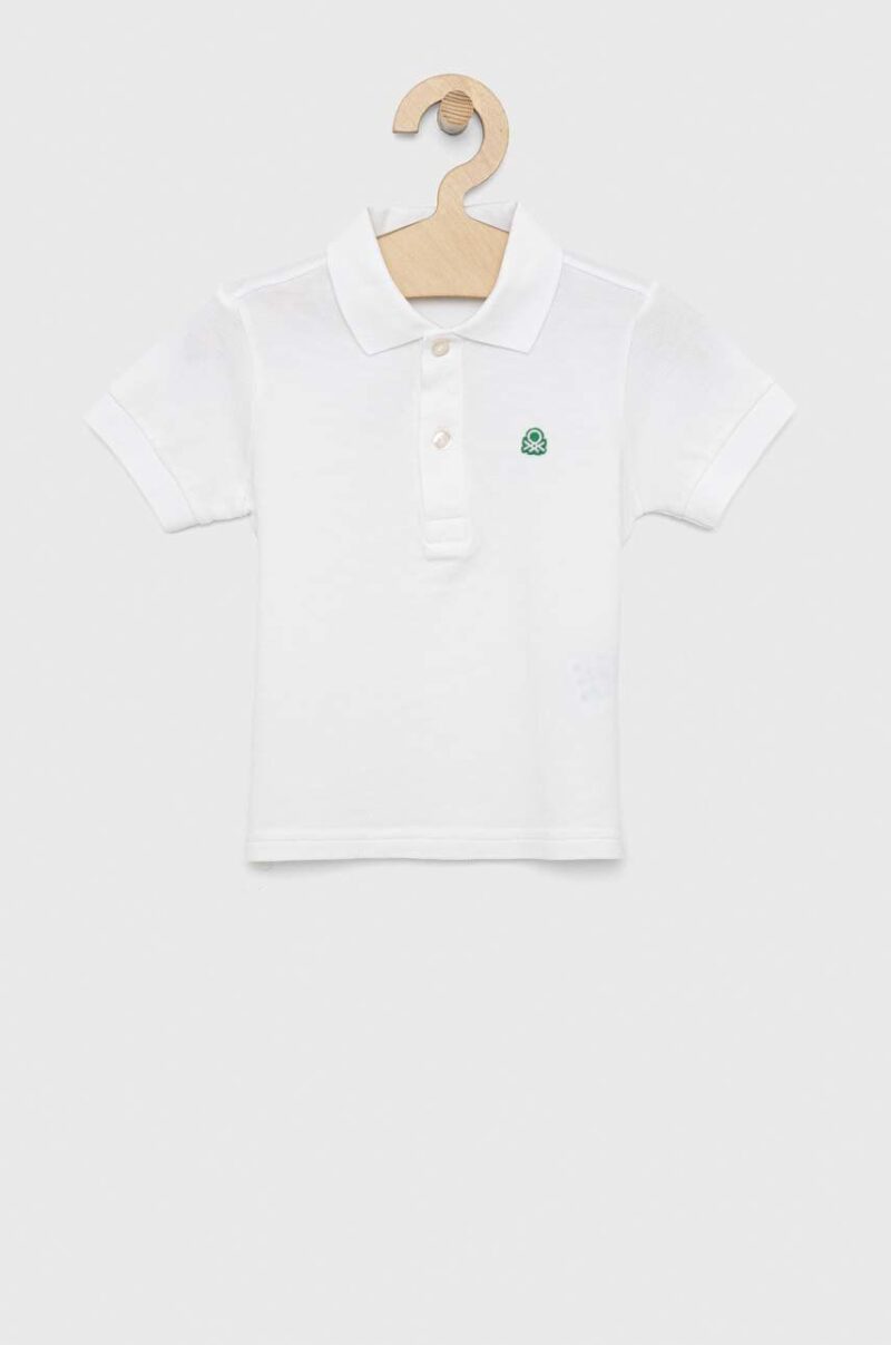 United Colors of Benetton tricouri polo din bumbac pentru copii culoarea bej